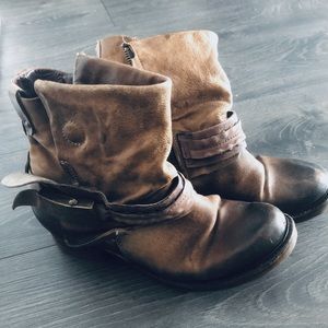 A.S.98. Airstep Buckle BOHO Biker Ankle Boot